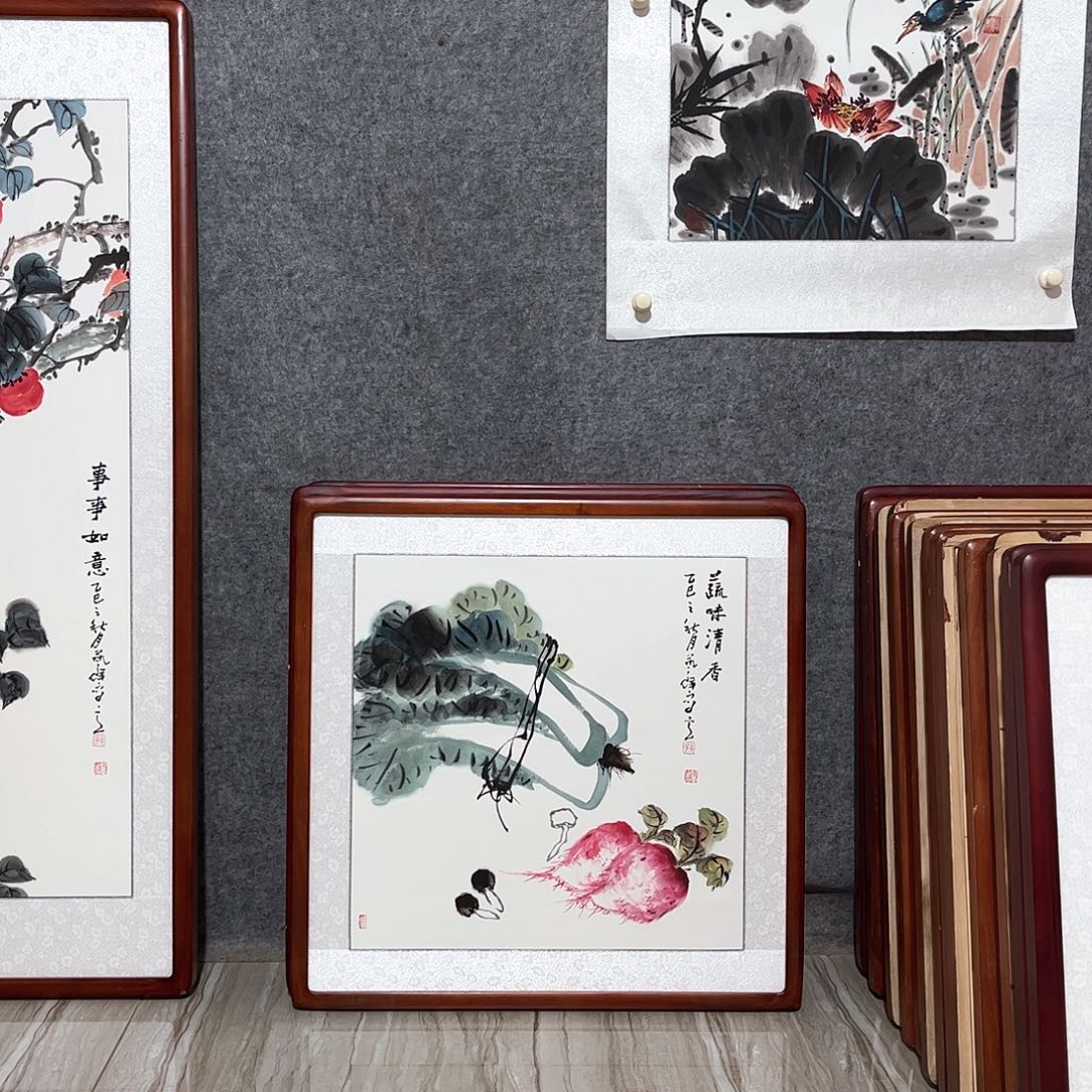 国画书画作品带框63×63