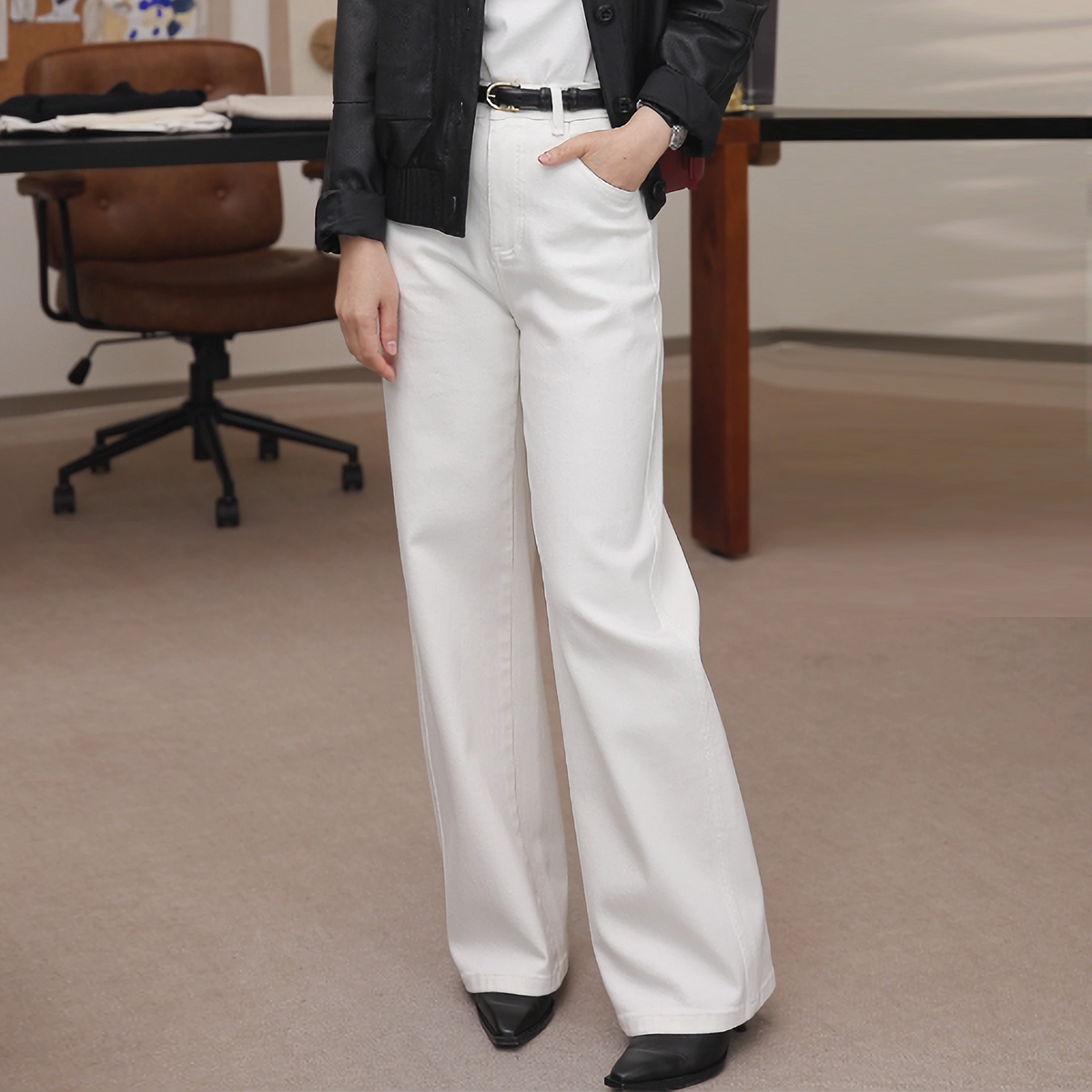 一支探戈丨小个子极简 美式百搭弯刀显瘦牛仔裤含B版本2616013