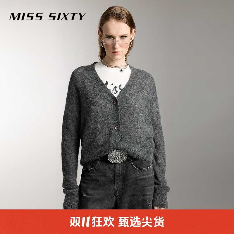 【陈大可专属】Miss Sixty羊驼毛衣针织外套女V领短款开衫气质1042