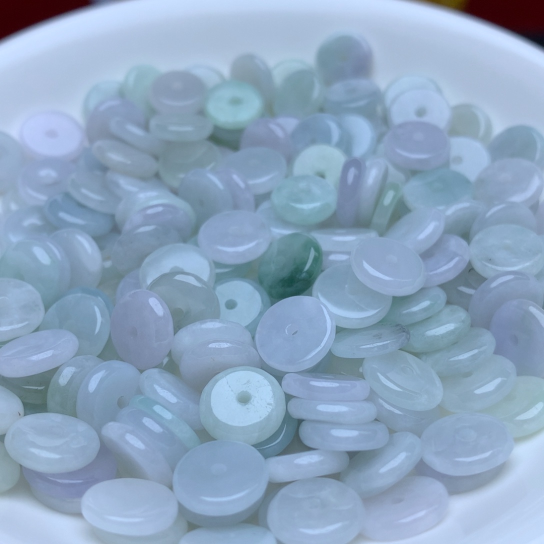 【闪购商品】翡翠手链未镶嵌卡9冰绿白平安扣50个