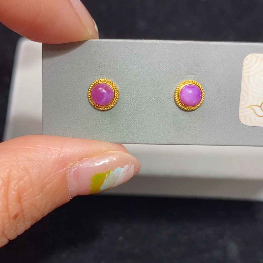 苏纪石（舒俱来）18K金镶嵌耳钉