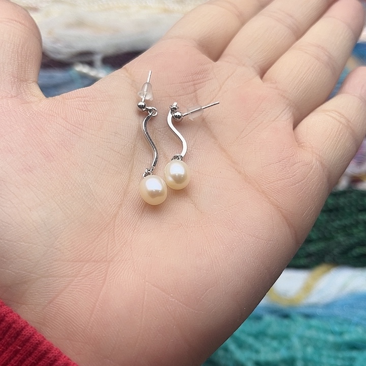 玛瑙/玉髓珠宝半成品未镶嵌一对珍珠耳坠1