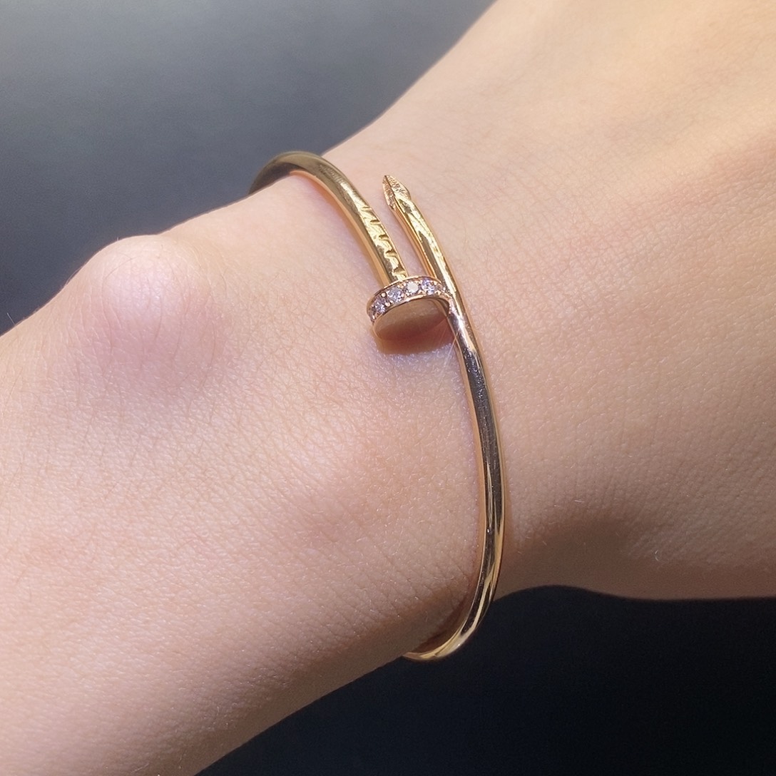 钻石手镯18K金镶嵌钉子k玫