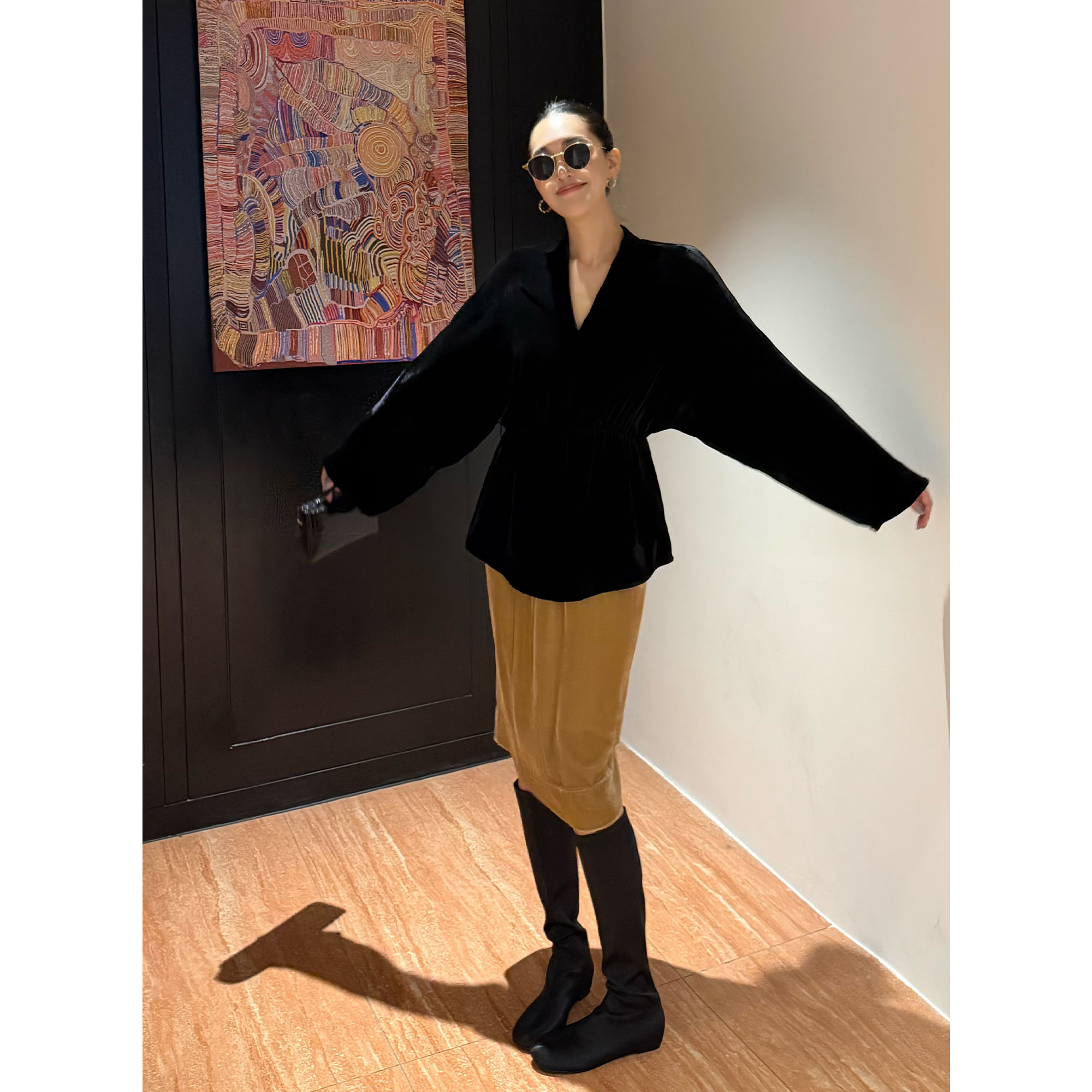 紫紫 本然优雅 1oo桑蚕丝东方美人真丝丝绒小蛮腰卫衣ZD11SZYL861