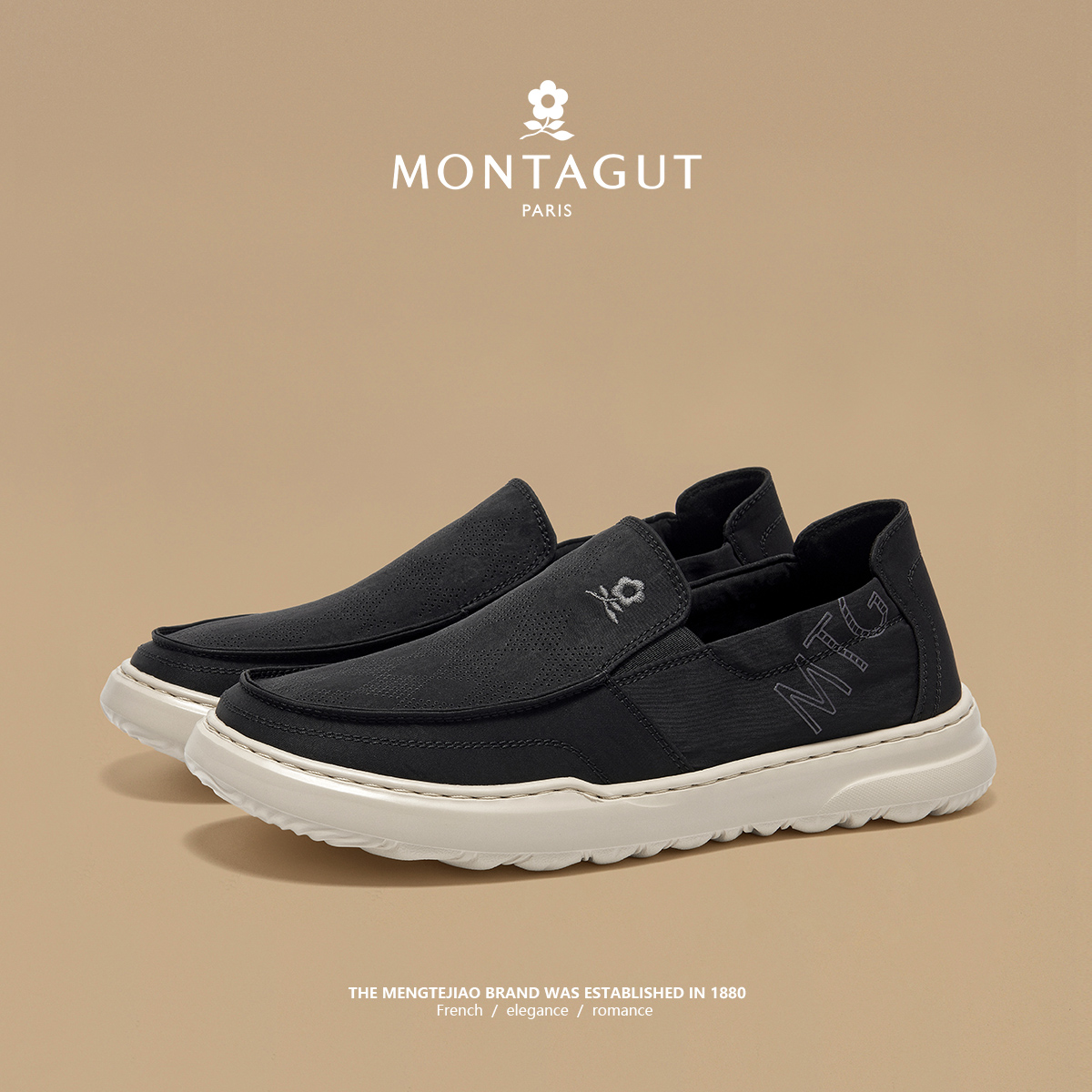 Montagut/梦特娇男鞋2025夏季爆款男士休闲鞋时尚百搭一脚蹬布鞋