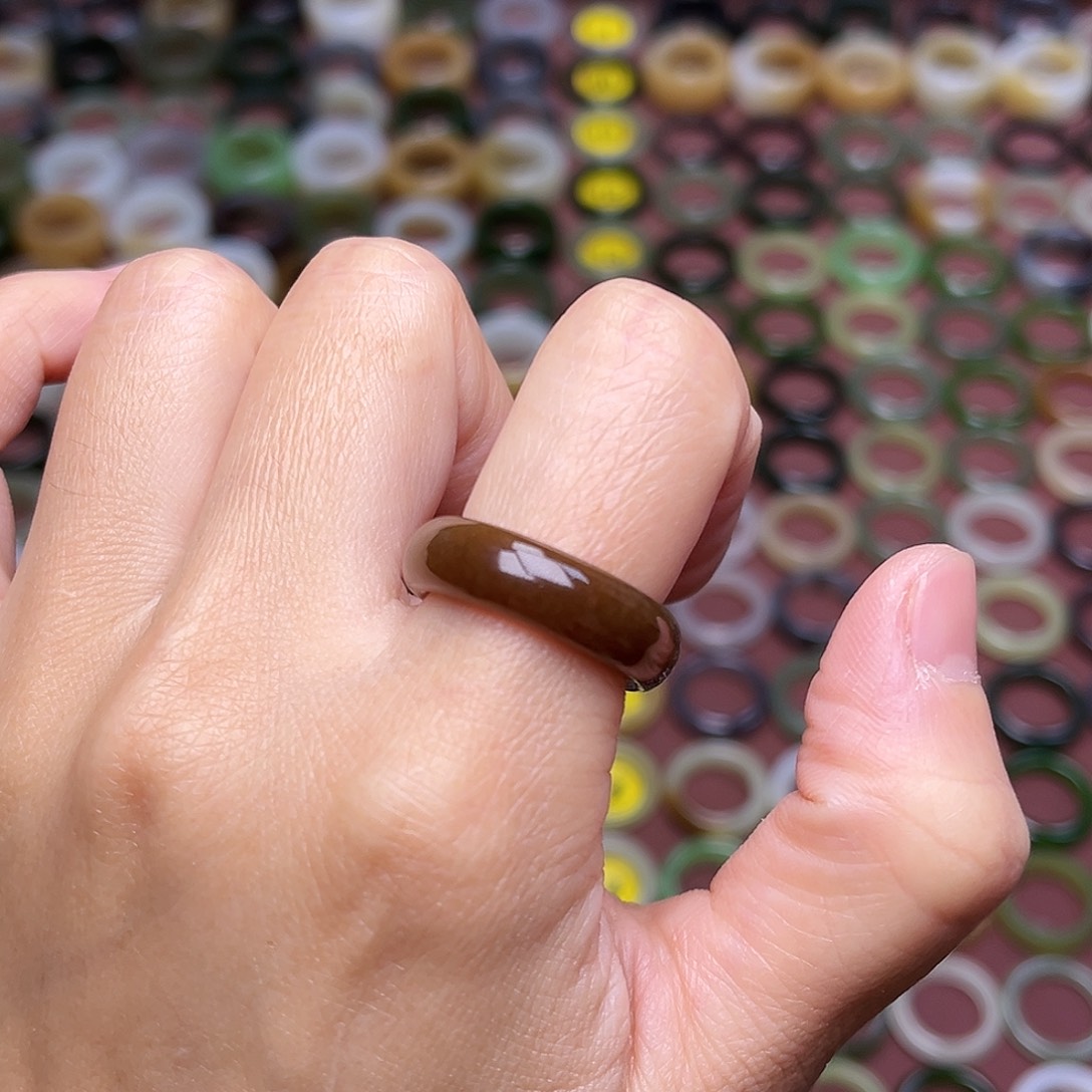 和田玉戒指未镶嵌17.3老红糖