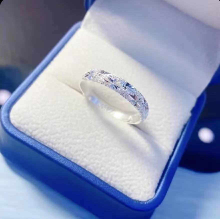 足银戒指 999银满天星足银情侣对戒时尚 8098