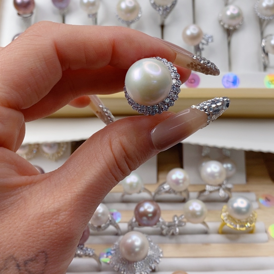 淡水珍珠戒指银S925镶嵌蒙****）