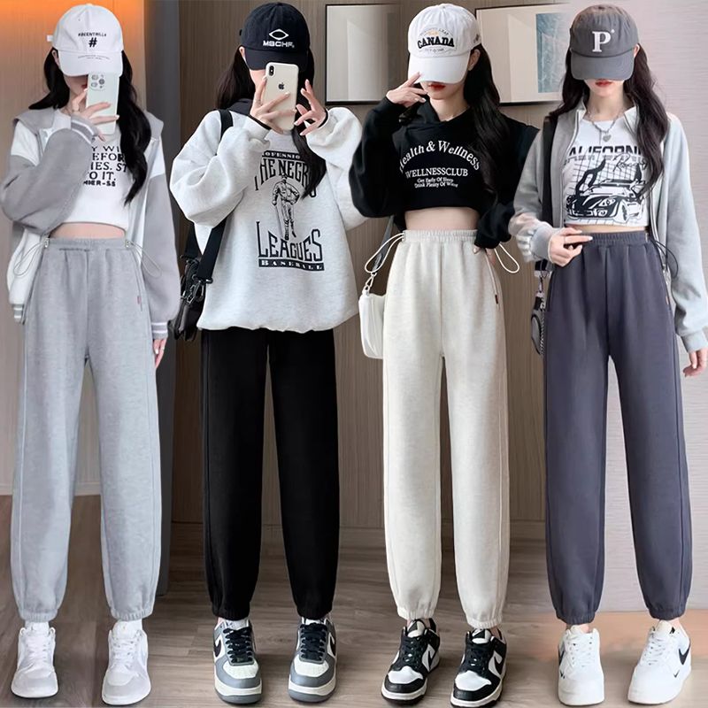 孕妇装春秋季新款束脚裤孕期时尚百搭外穿直筒裤韩版大码运动卫裤