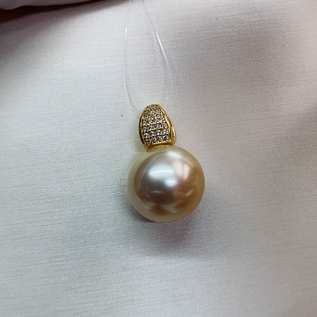 吊坠(不含链)银S925镶嵌海水珍珠12-13