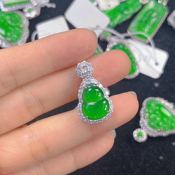 翡翠吊坠(不含链)银S925镶嵌