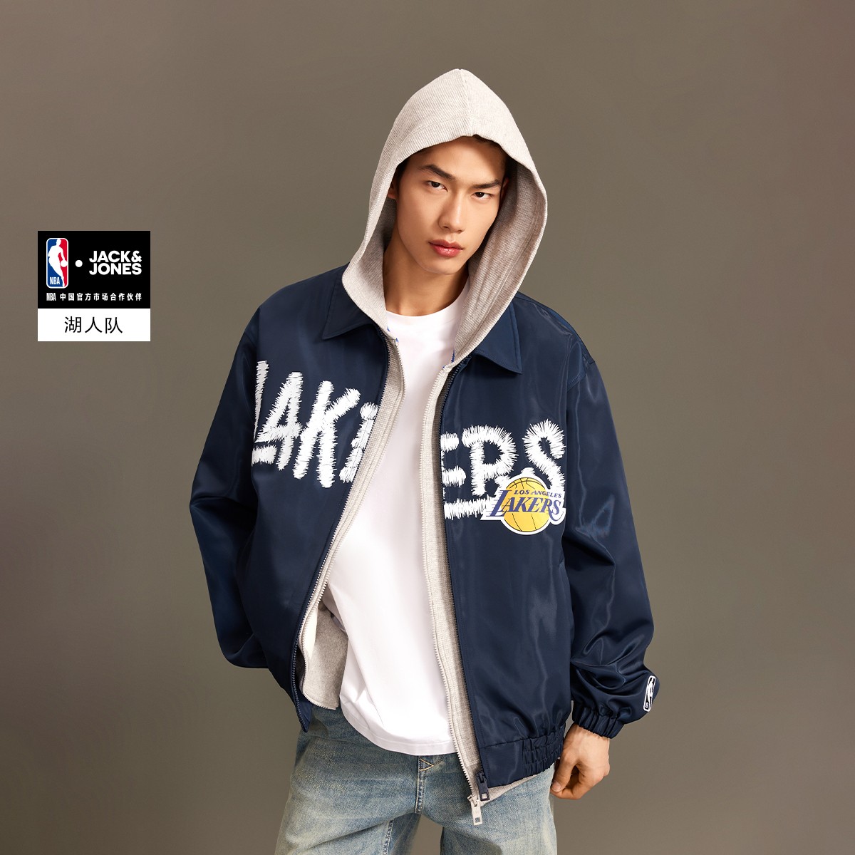 【NBA联名湖人队】杰克琼斯休闲夹克外套印花潮流时尚高级感男装