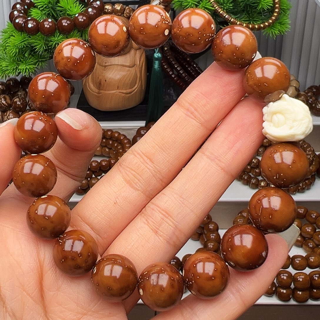 紫金鼠手串卡12.8半实心光珠+醒狮