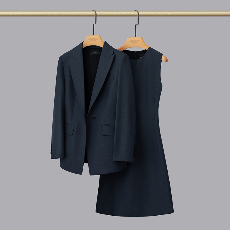 黛蓝套裙轻奢通勤女装西装外套高级气质时尚修身西服显瘦女士