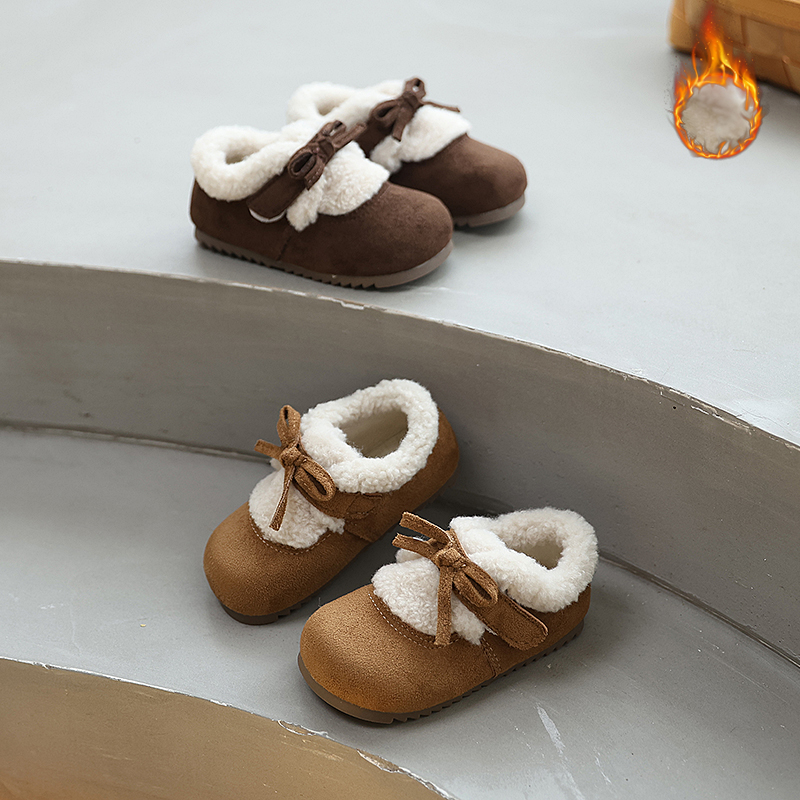 女童加绒保暖休闲风棉鞋冬季新款民族风蝴蝶结童鞋9108