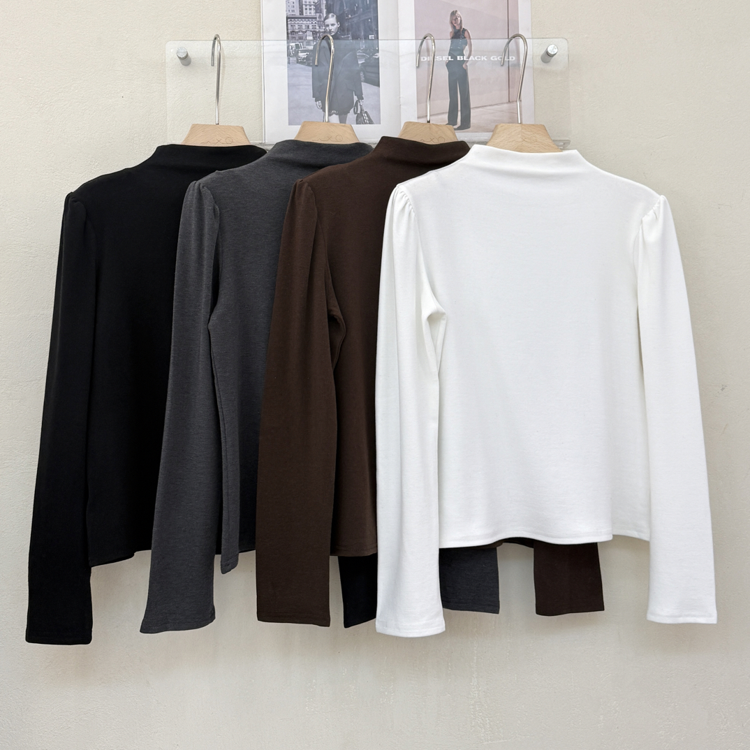 81X31半高领打底衫女秋冬内搭加薄绒磨毛修身长袖T恤（衣长55）