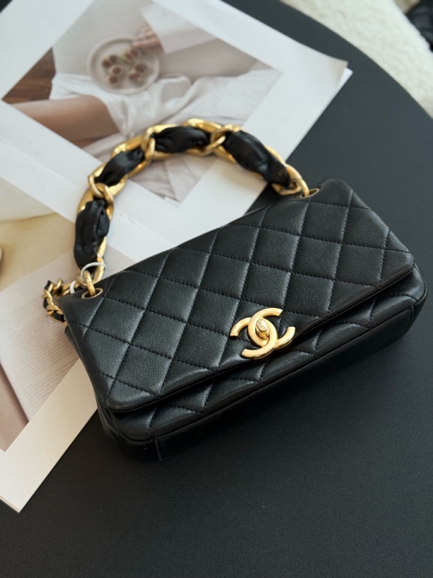 95新 Chanel/香奈儿 香奈儿21P黑金粗链条CF单肩包斜挎包30开带卡