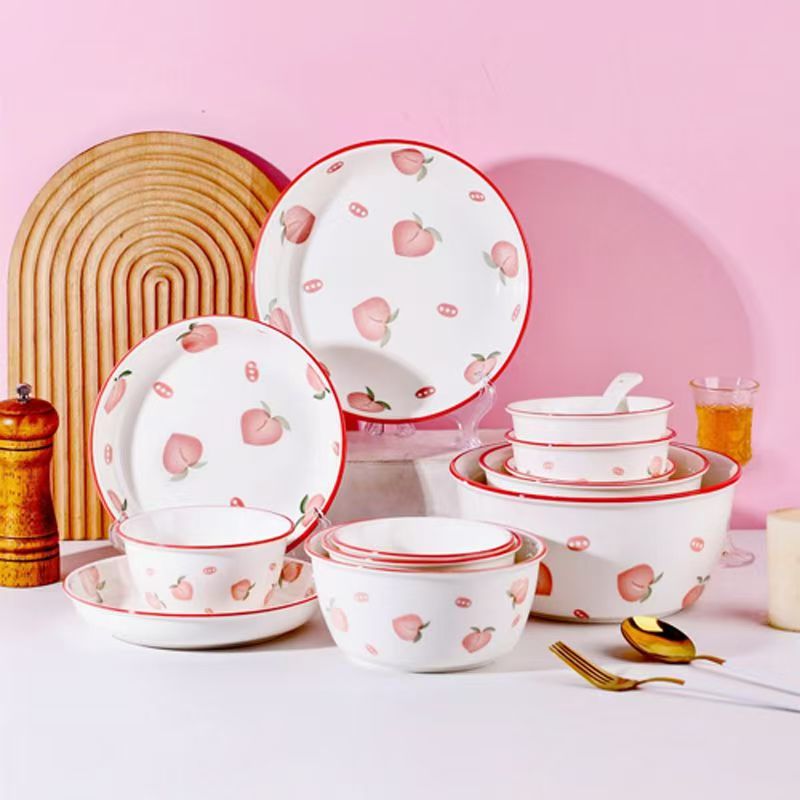 水蜜桃4.5英寸加厚米饭碗釉下彩破损补偿不补发