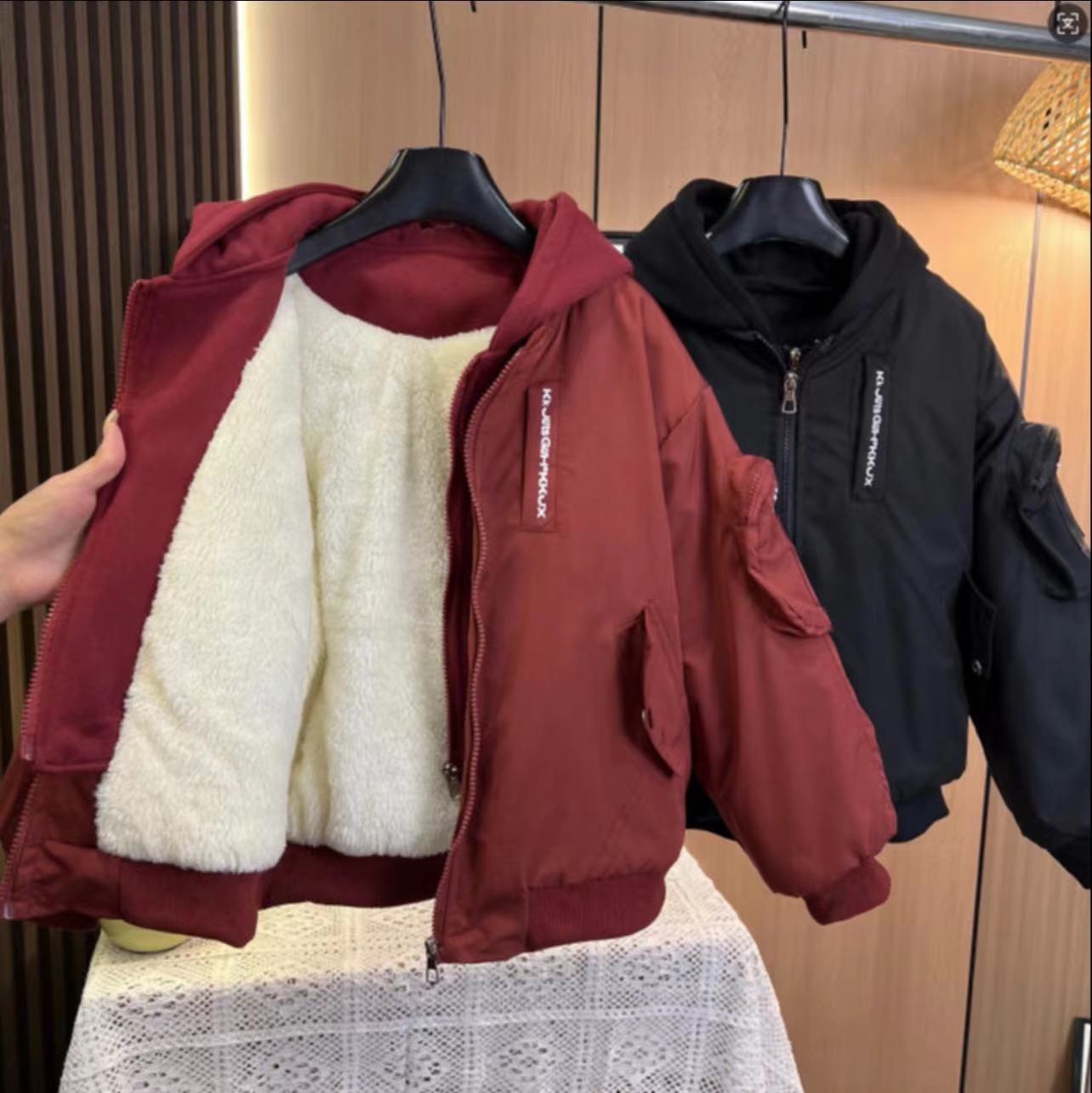 【加绒加厚】儿童冬季韩版假两件件连帽棉服中大童棉袄超厚实