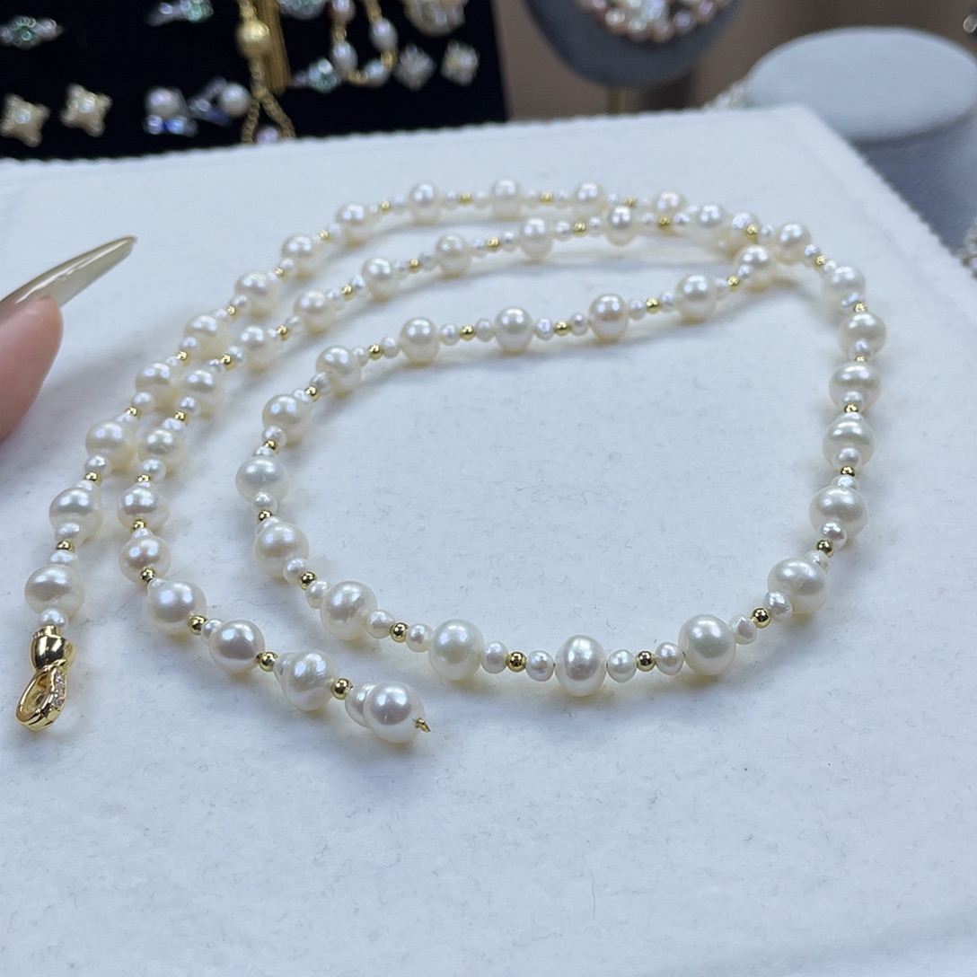 淡水珍珠手链或项链银S925镶嵌