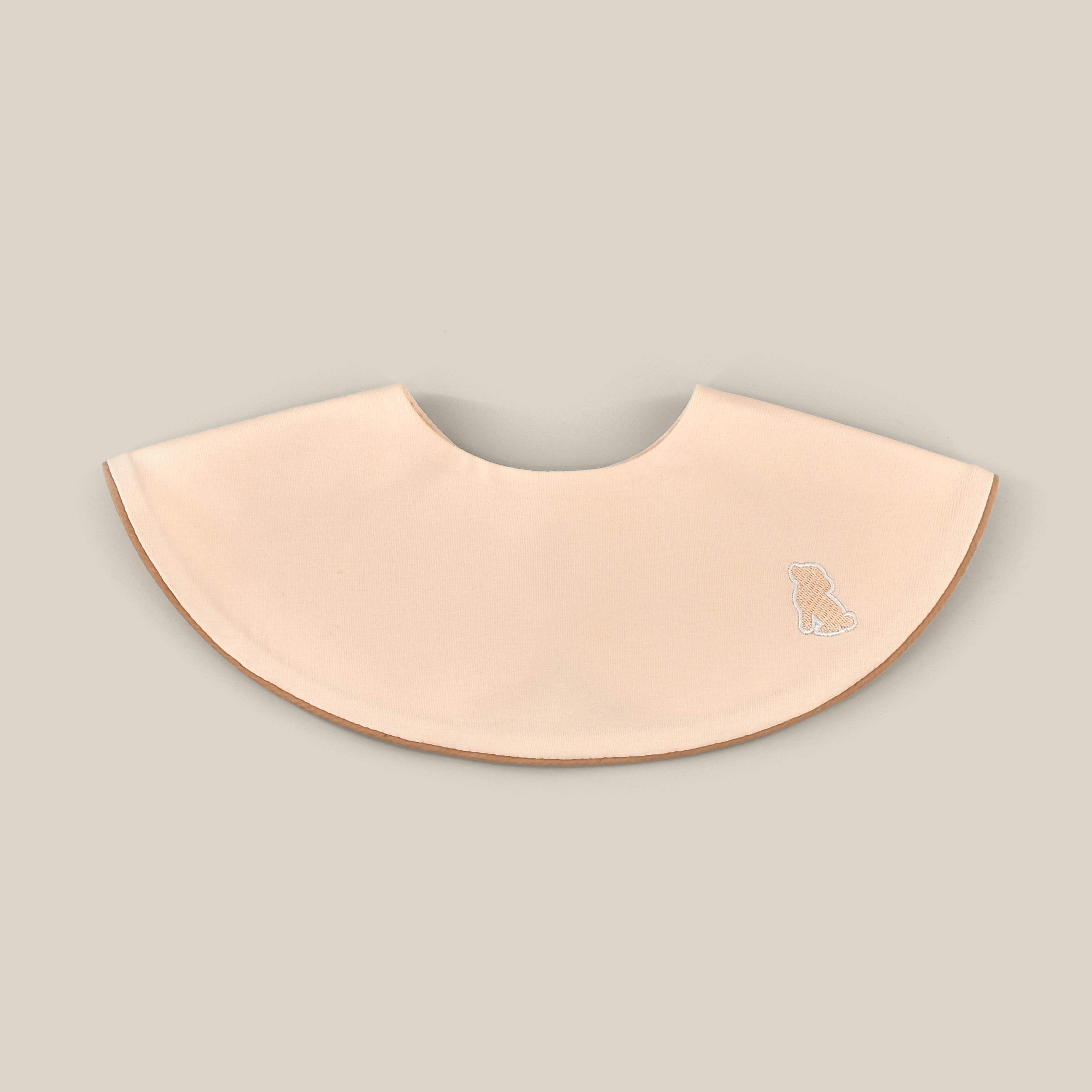 [U763]刺绣小狗(杏粉色)口水巾围兜新生儿防吐奶柔软透气可爱ins