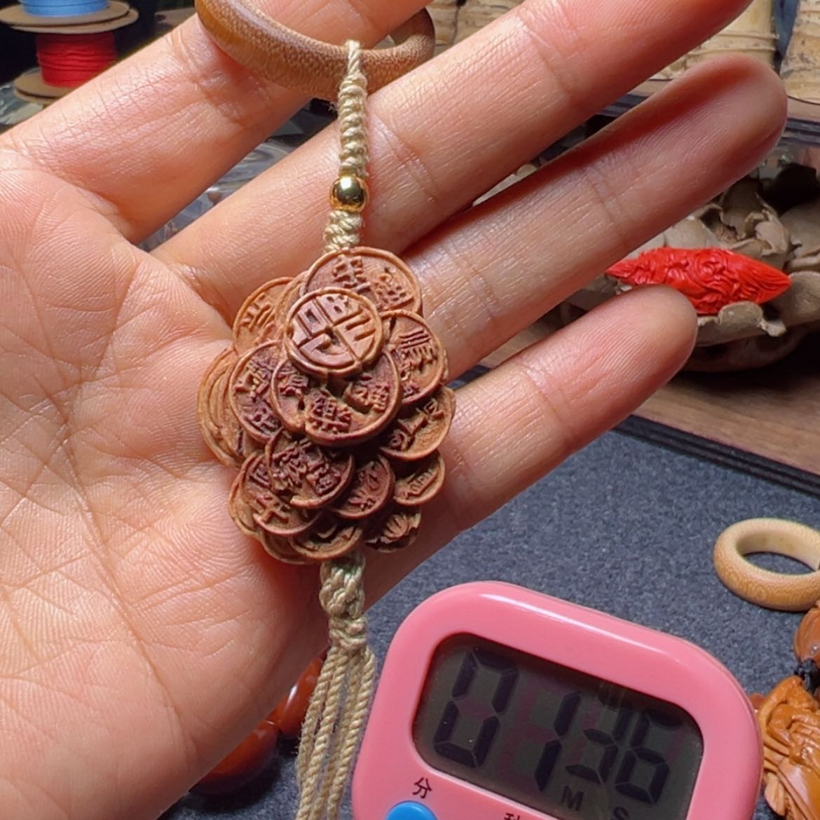 【闪购商品】橄榄核把件木*桃核雕刻，钱多多