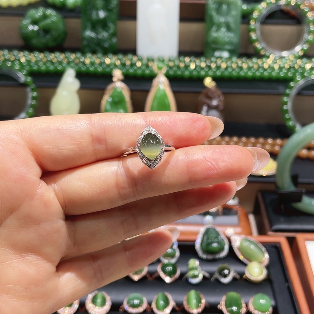 和田玉银S925镶嵌戒指