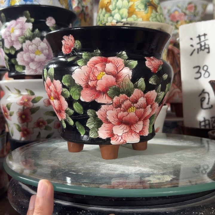 景德镇手绘花盆满38包邮偏远地区除外