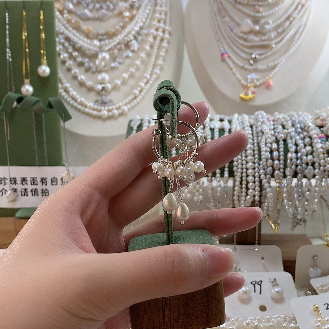 淡水珍珠耳饰合金