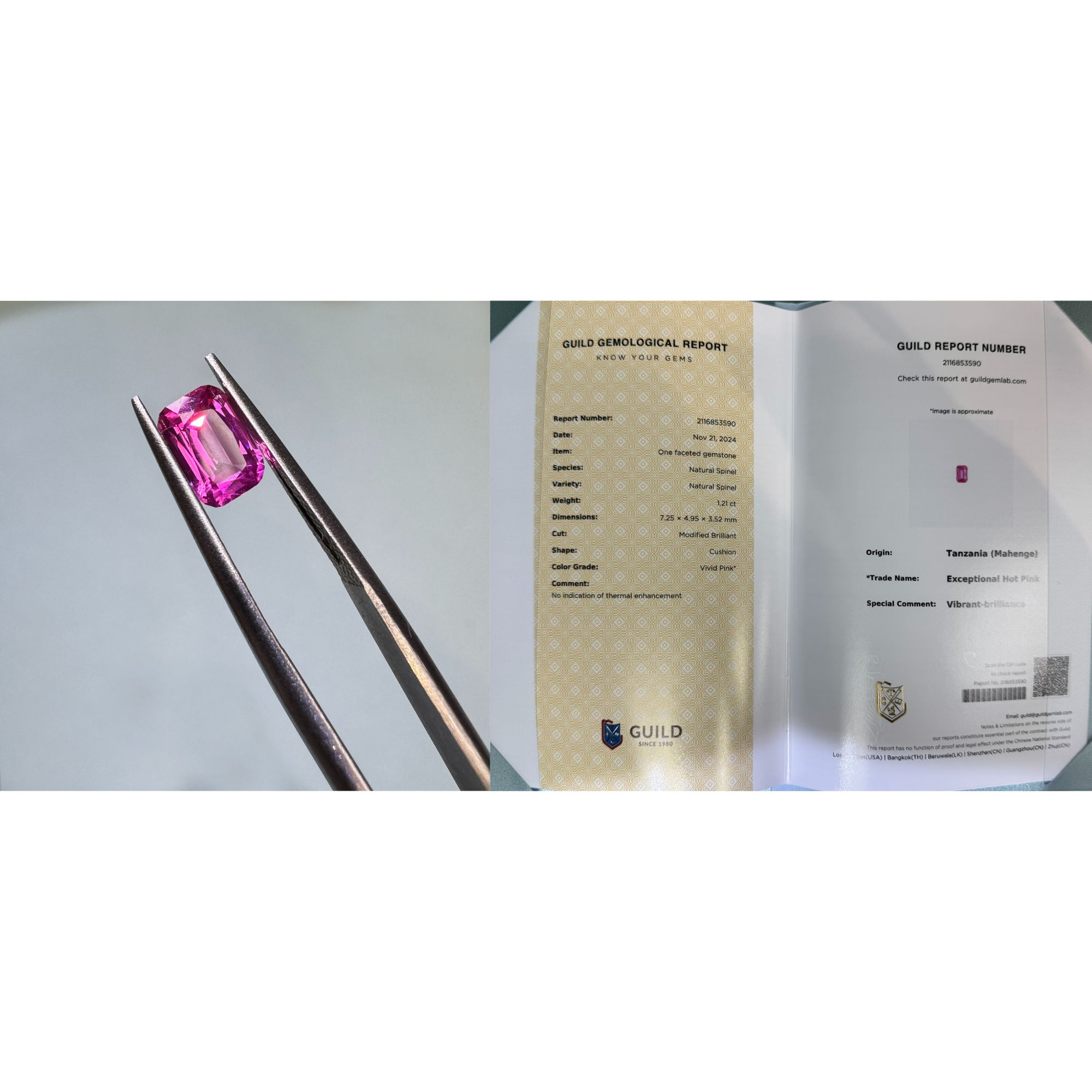 289 超级热粉色spinel 1.21 ct