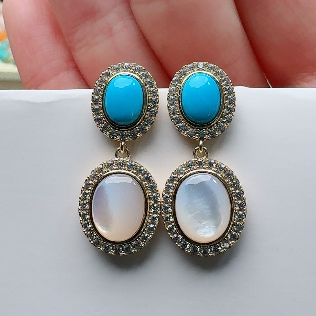 绿松石未镶嵌耳坠