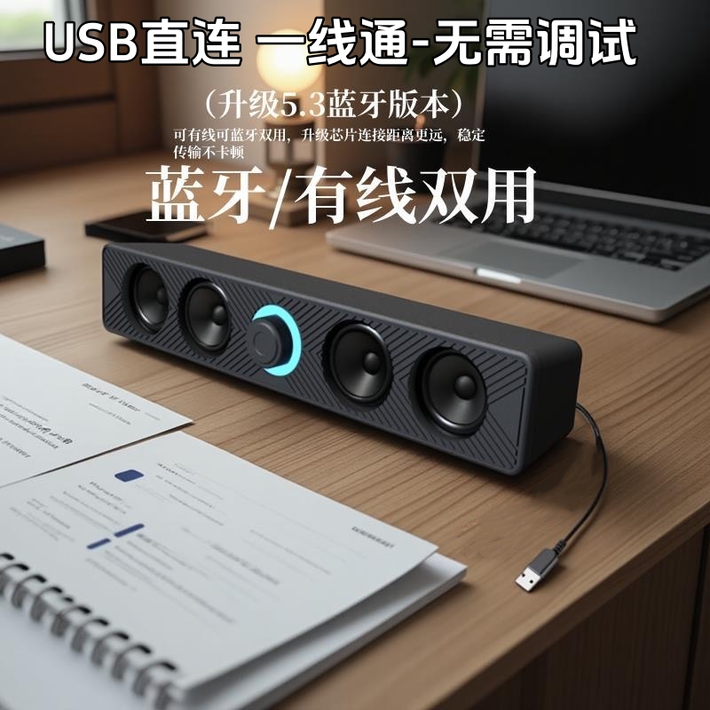 电脑音响台式家用桌面笔记本有线蓝牙小音箱超重低音炮高音质音响 图片 2
