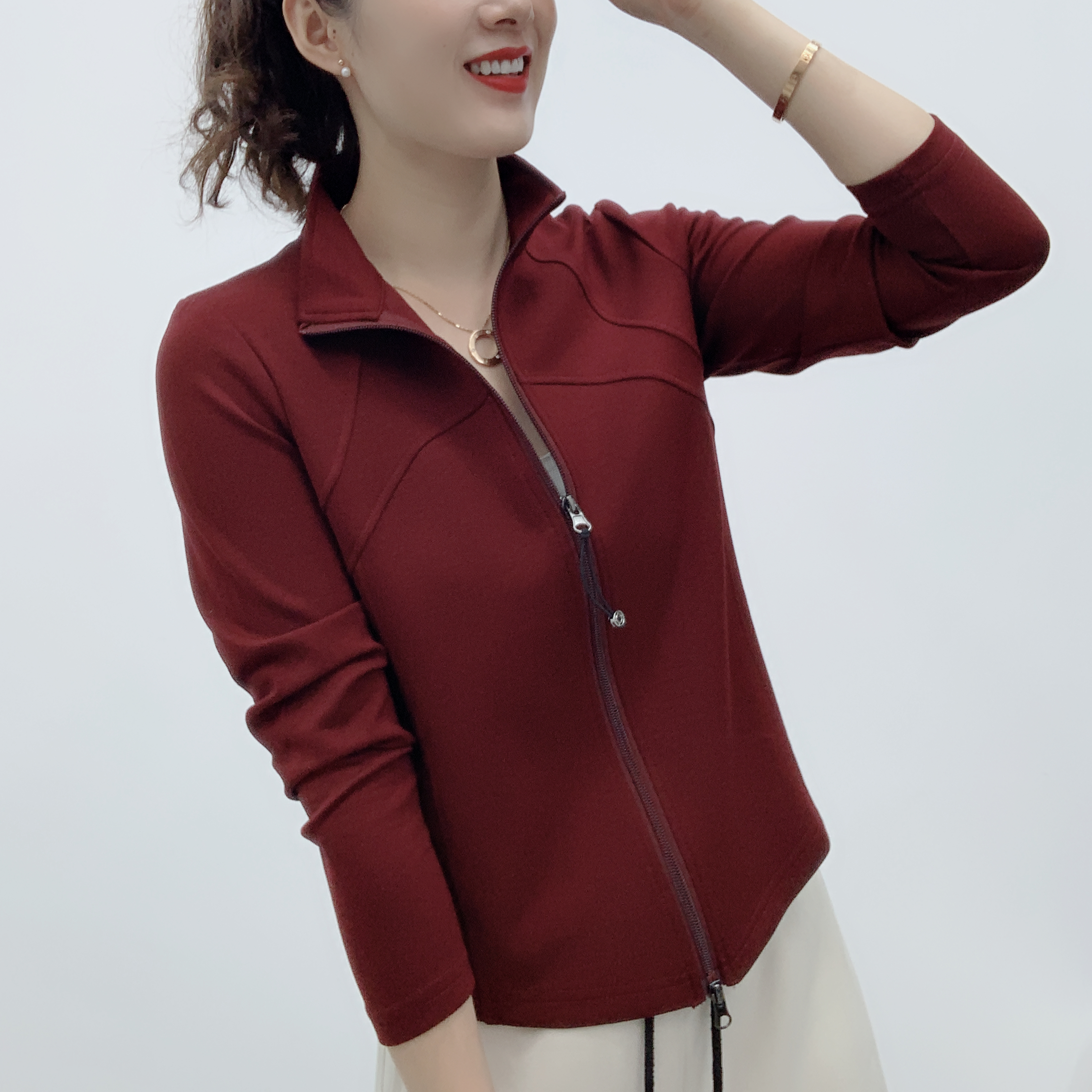 开襟立领防风拉链保暖秋季短外套运动百搭休闲