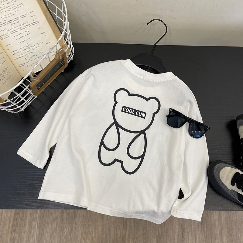 【迪哥童品】春秋装儿童韩版时尚可爱线条印花长袖T恤ZY3001