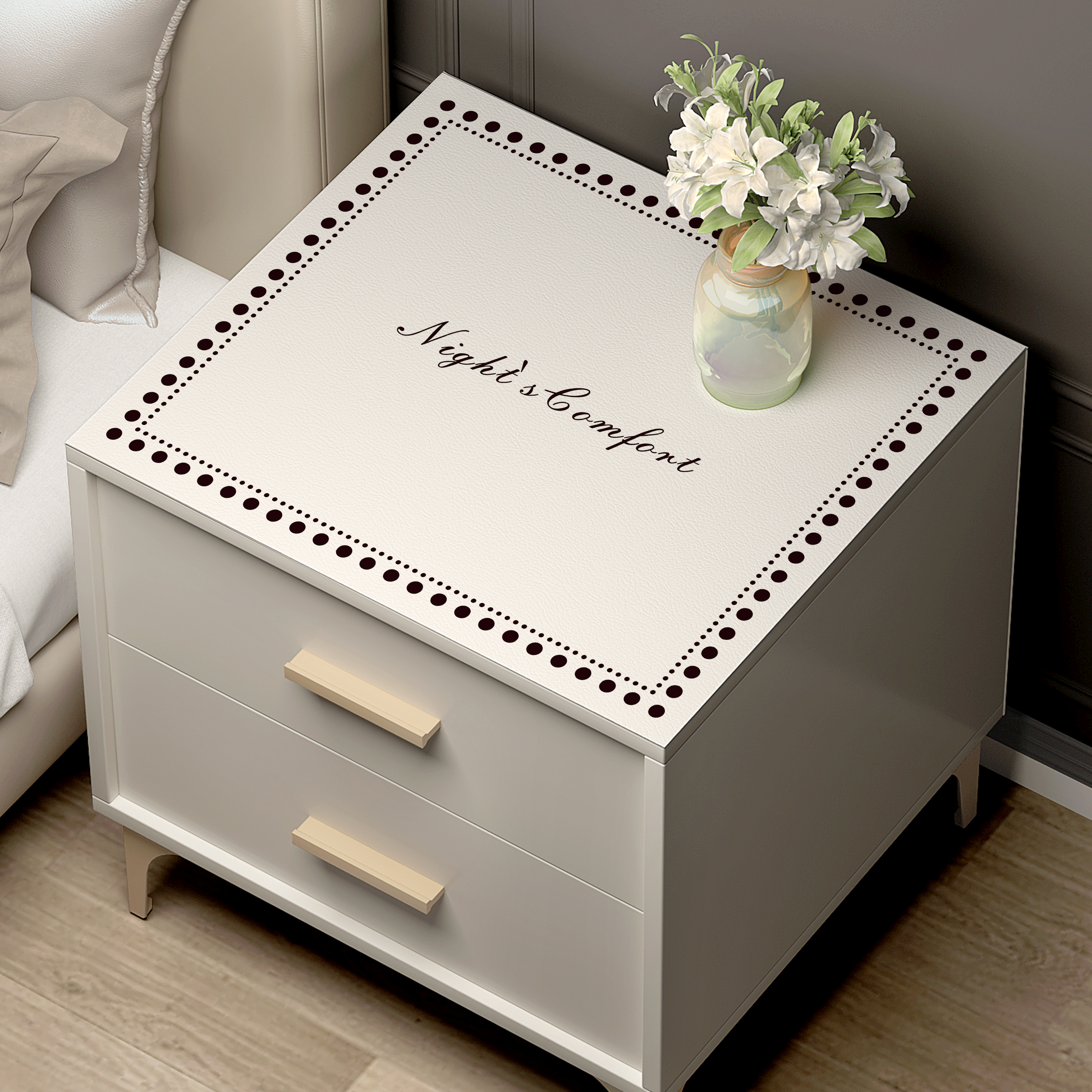 卧室床头柜盖布垫子台面保护垫轻奢高级感桌垫桌面防水桌布奶油风