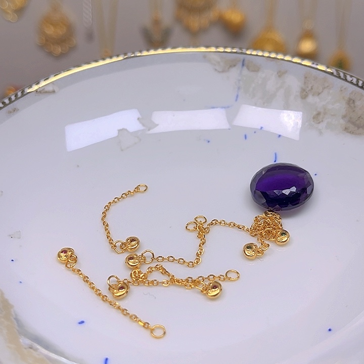 紫晶颈饰银S925镶嵌紫晶925镶嵌44
