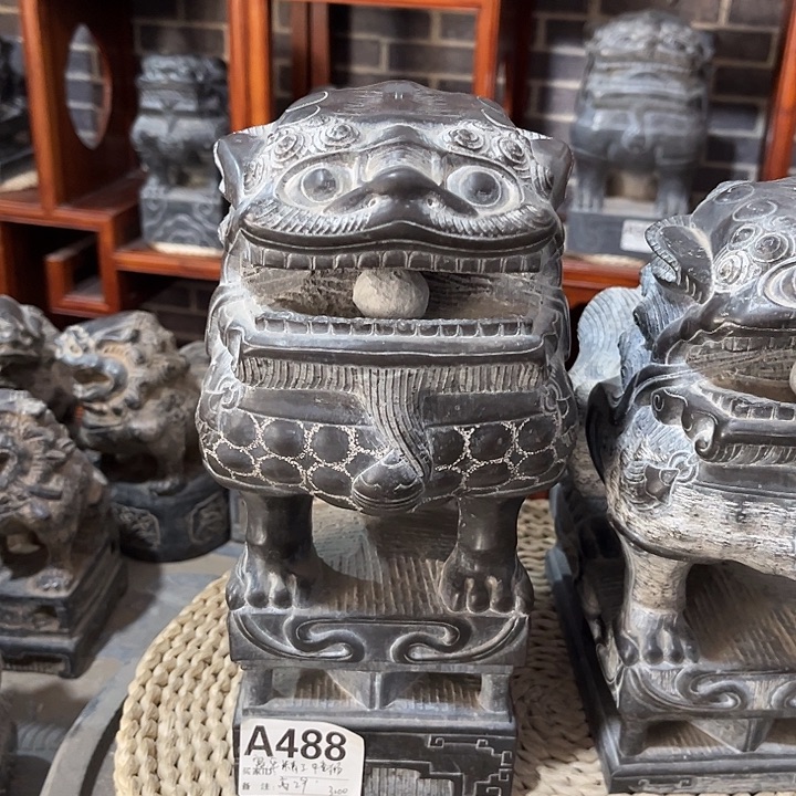 凯***石材高29厘米精工狮子