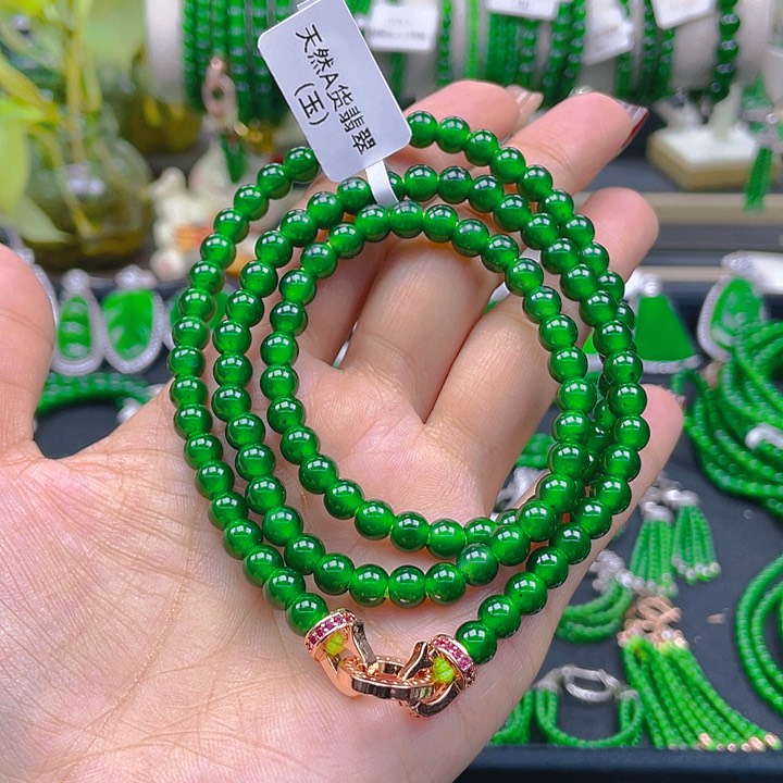 翡翠颈饰未镶嵌圆珠项链6