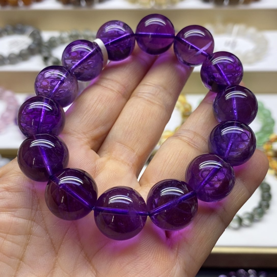 水晶手链未镶嵌夫*乌拉圭紫15.8m