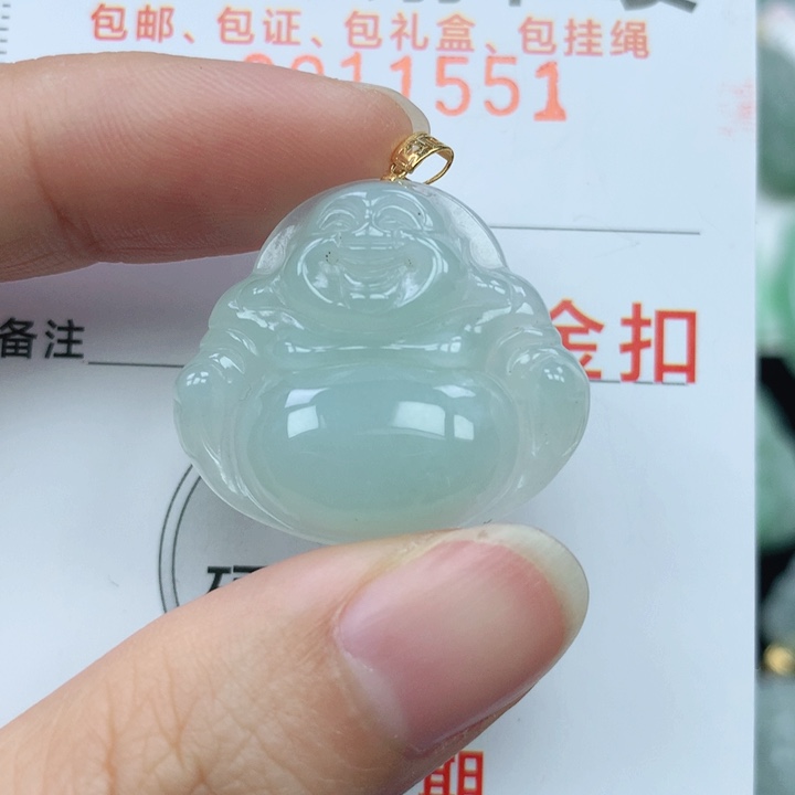 翡翠颈饰18K金镶嵌天然翡翠a货