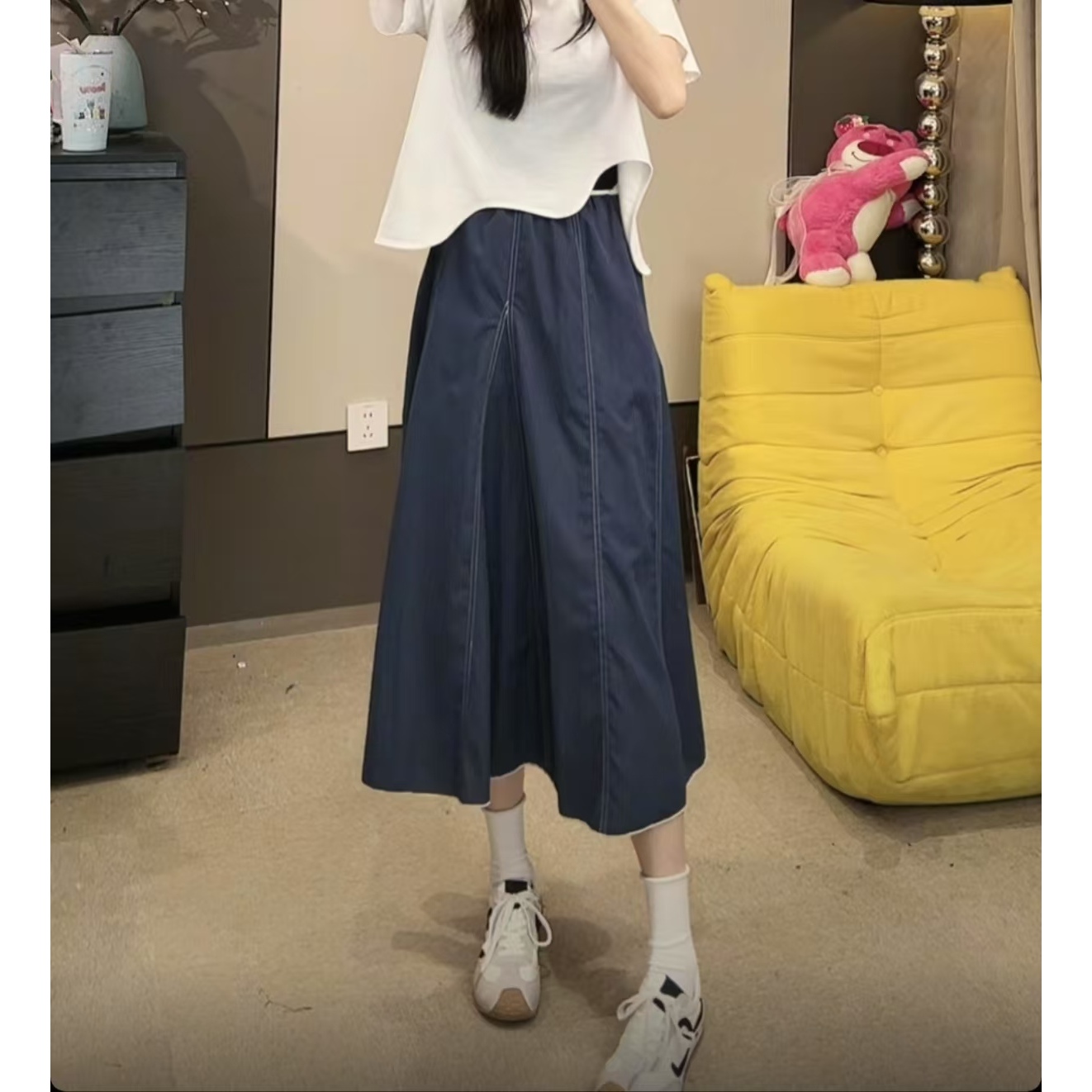 【蔡小姐】2025夏季新款高级感复古牛仔半身裙宽松休闲花苞裙女