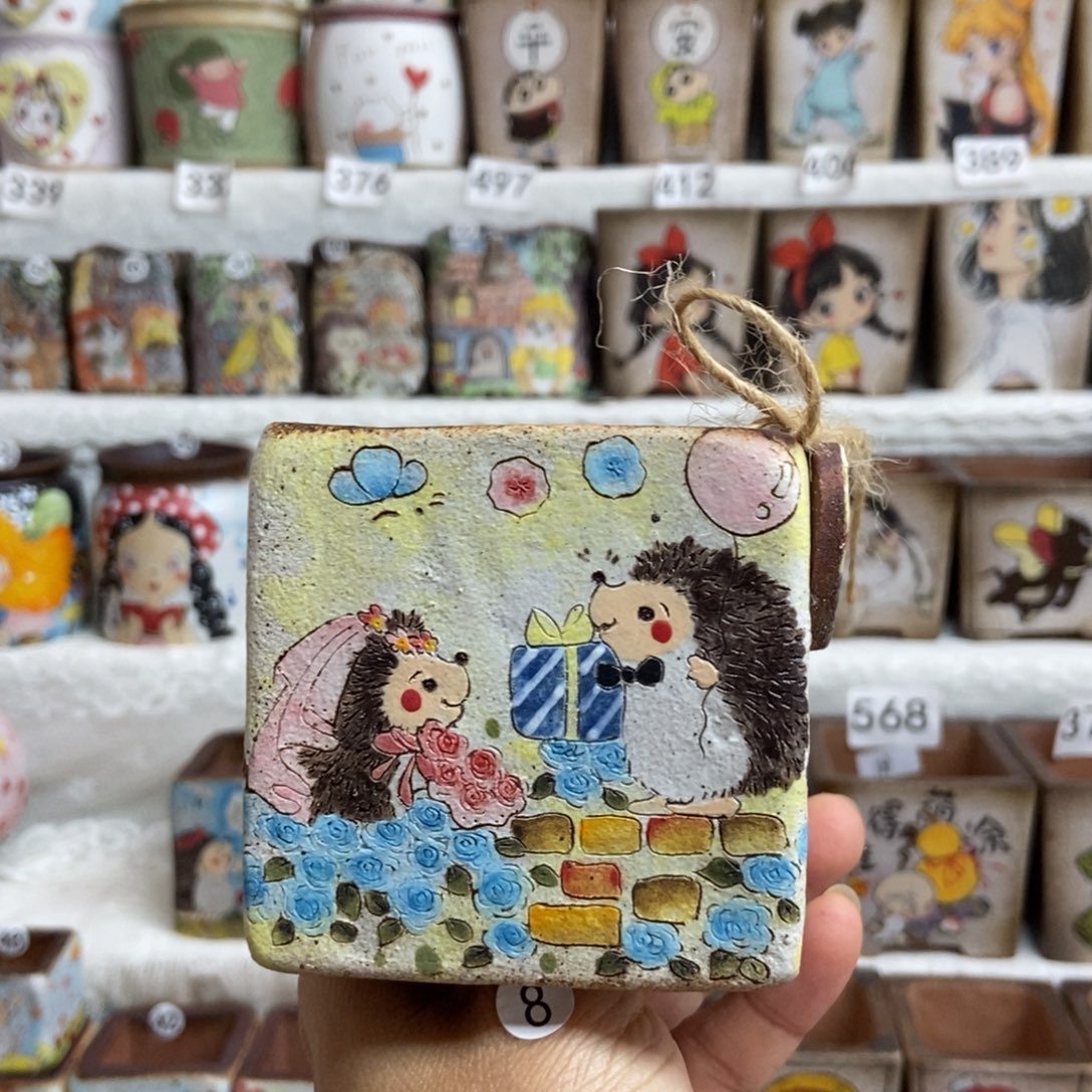 手工刺猬内口5.8多肉花盆