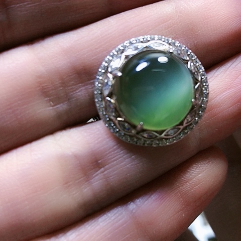 和田玉戒指银S925镶嵌