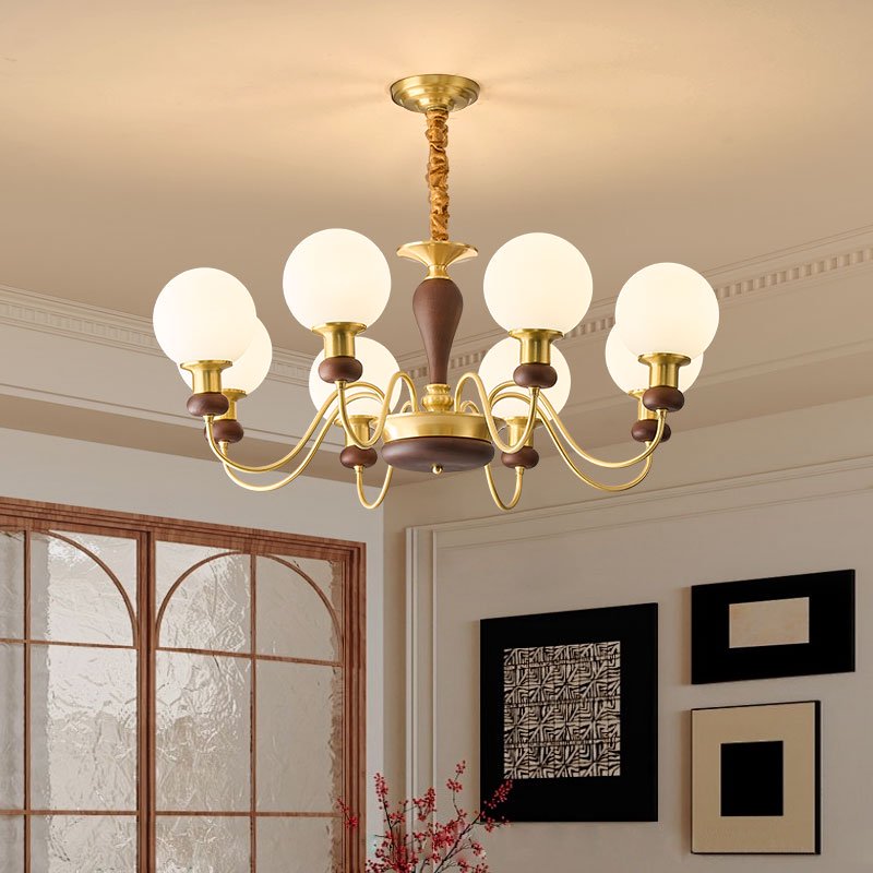 法式中古风实木卧室餐厅魔豆吊灯美式复古客厅书房南洋衣帽间灯具