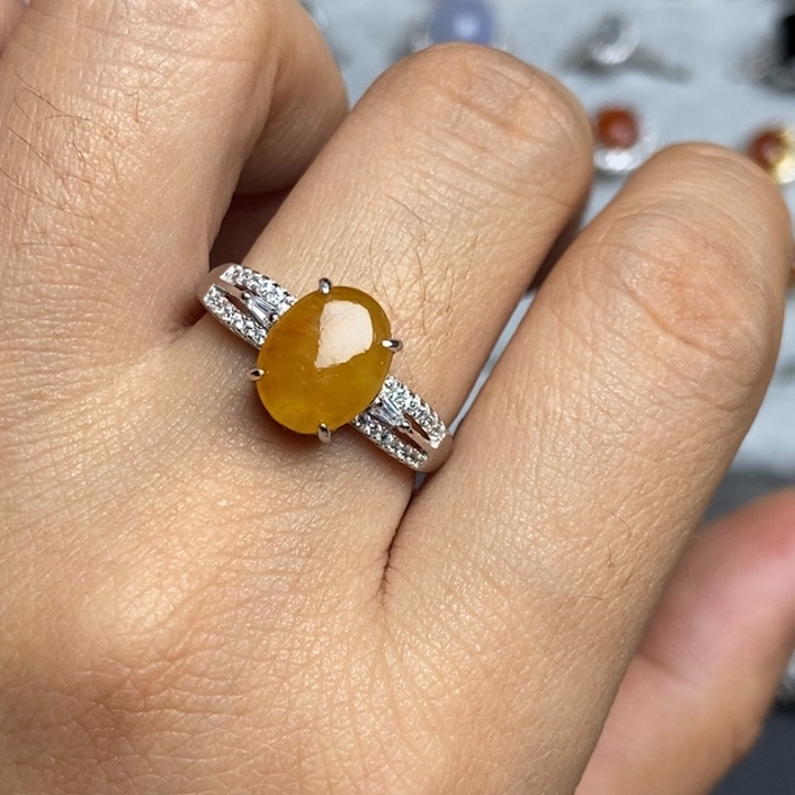 翡翠戒指银S925镶嵌戒指