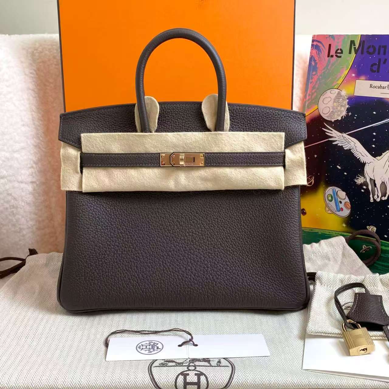 未使用 Hermes/爱马仕 T3枣棕色birkin25/60183266/代卖服务/12期
