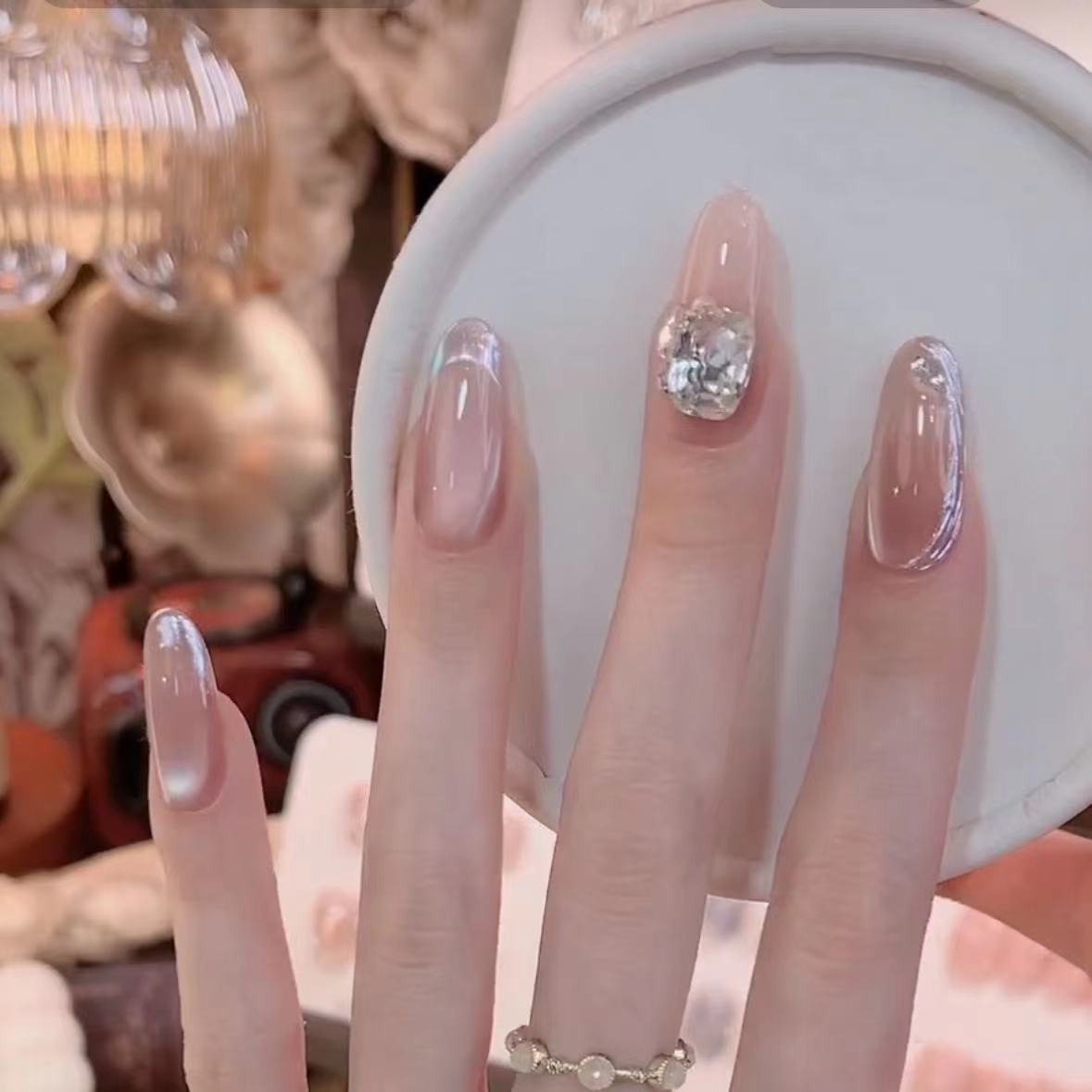 12 西柚粉晶“grapefruit”少女炫彩粉色减龄美甲