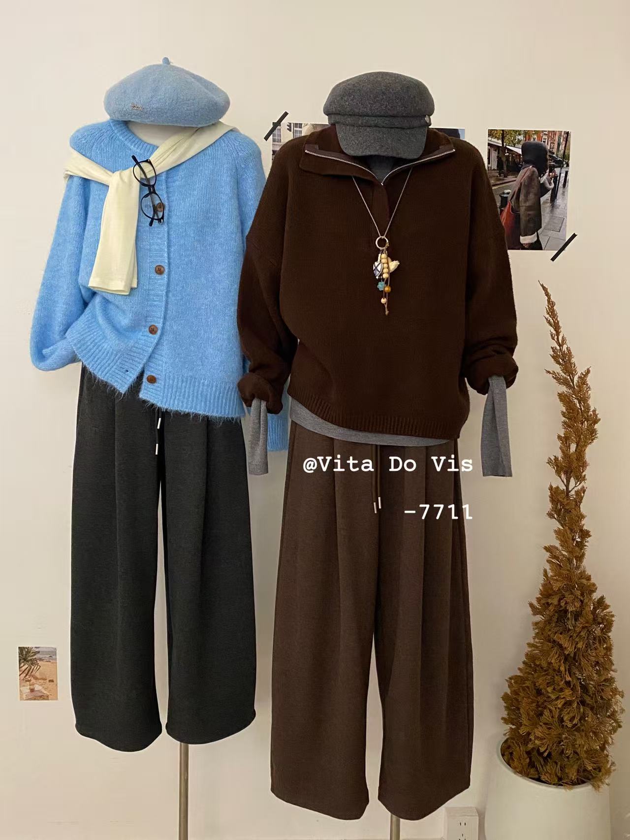 vita（7711#）韩系显瘦休闲双口袋“加绒”弯刀裤kc
