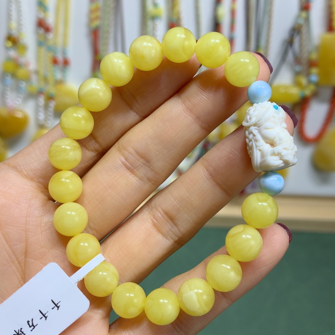 蜜蜡手链未镶嵌8.9mm尺寸