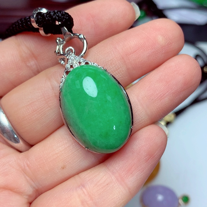 翡翠吊坠(不含链)银S925镶嵌